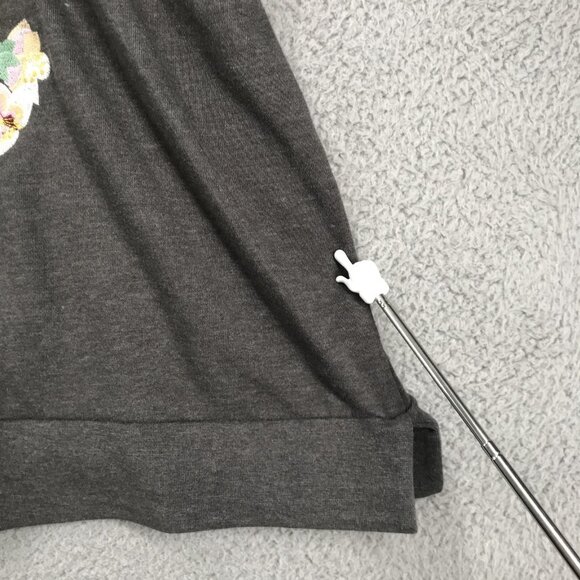 WD.NY Sweater Womens Size 2X Embroidered Floral Gray Crew Pullover Long Sleeve - Picture 10 of 16